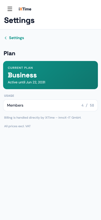 Billing with current plan and plan selection (Mobile)