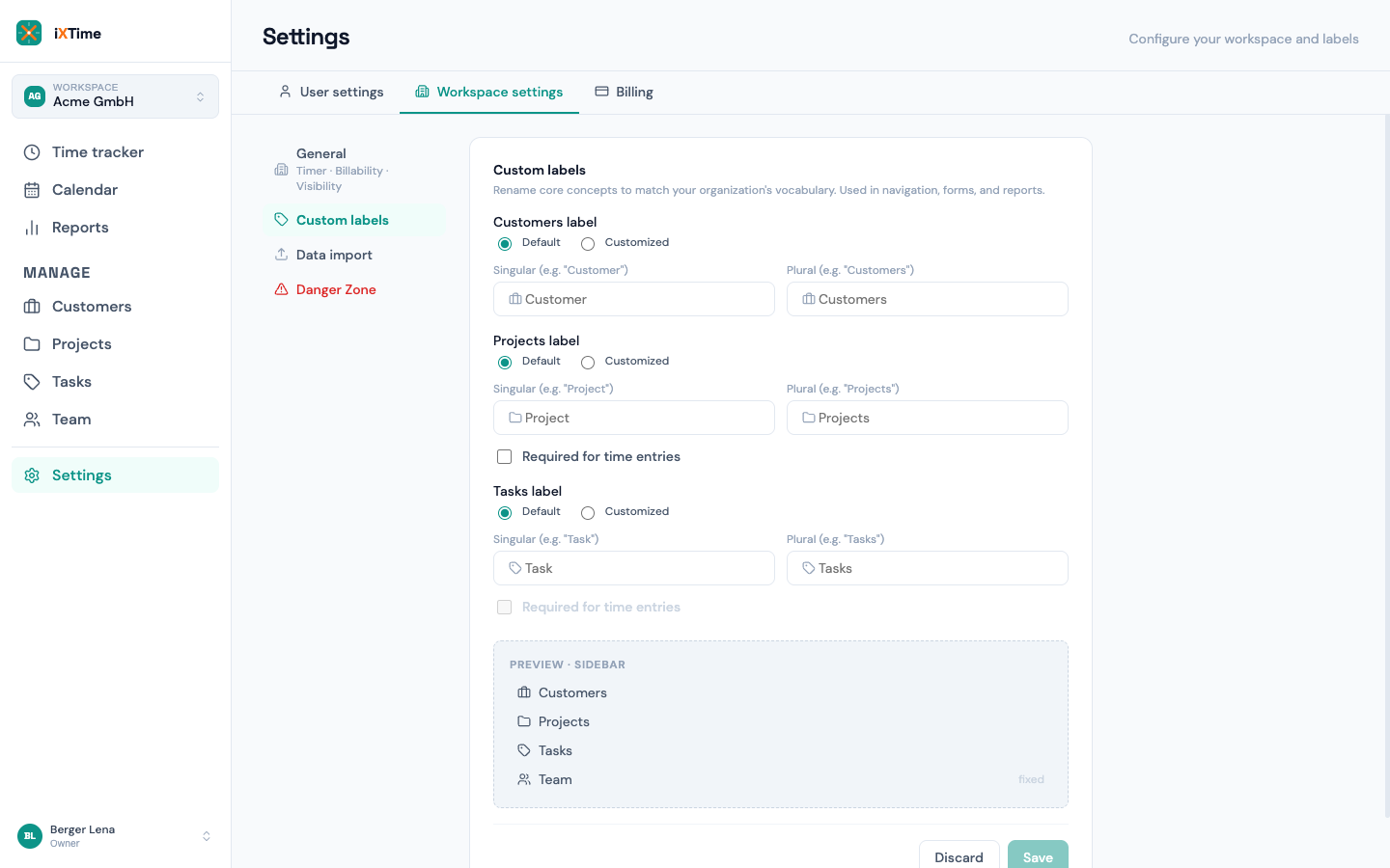 Custom labels with live preview