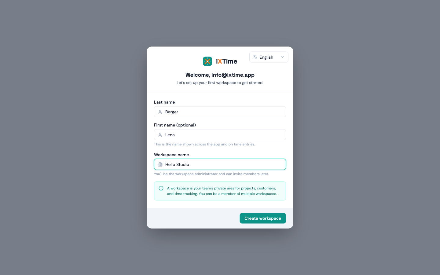 Ersten Workspace in iXTime einrichten